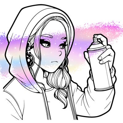 a realistic girl, spray painting