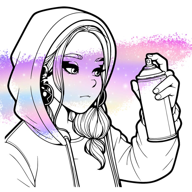 a realistic girl, spray painting