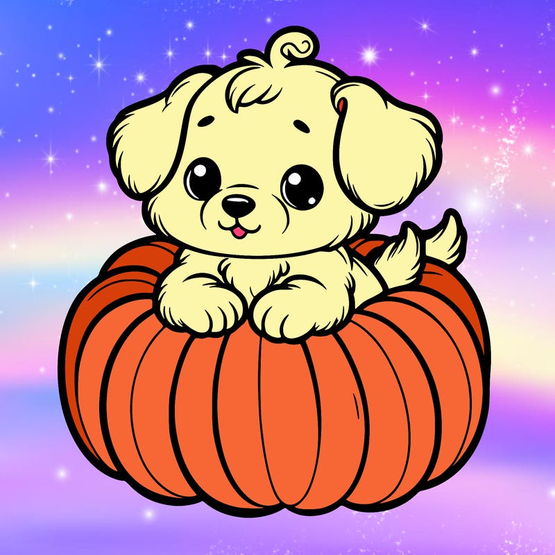 cute little puppy in a pumpkin