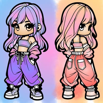 girl in crop top and baggy pants