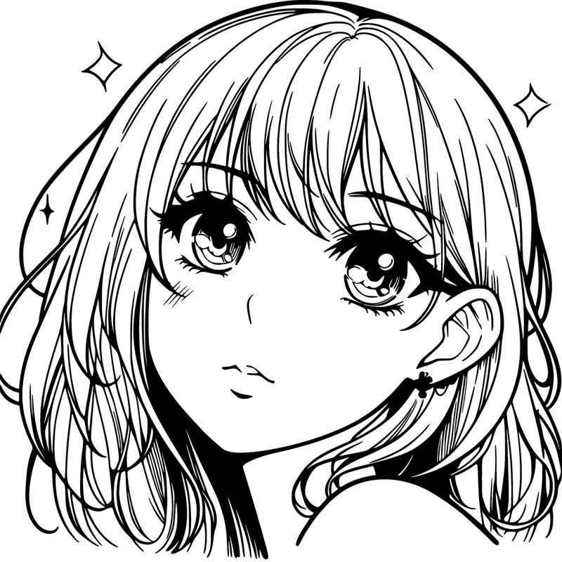 beautiful manga girl with eyes, nose, lips