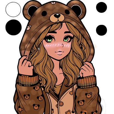 realistic girl in a animal pjs hoodie