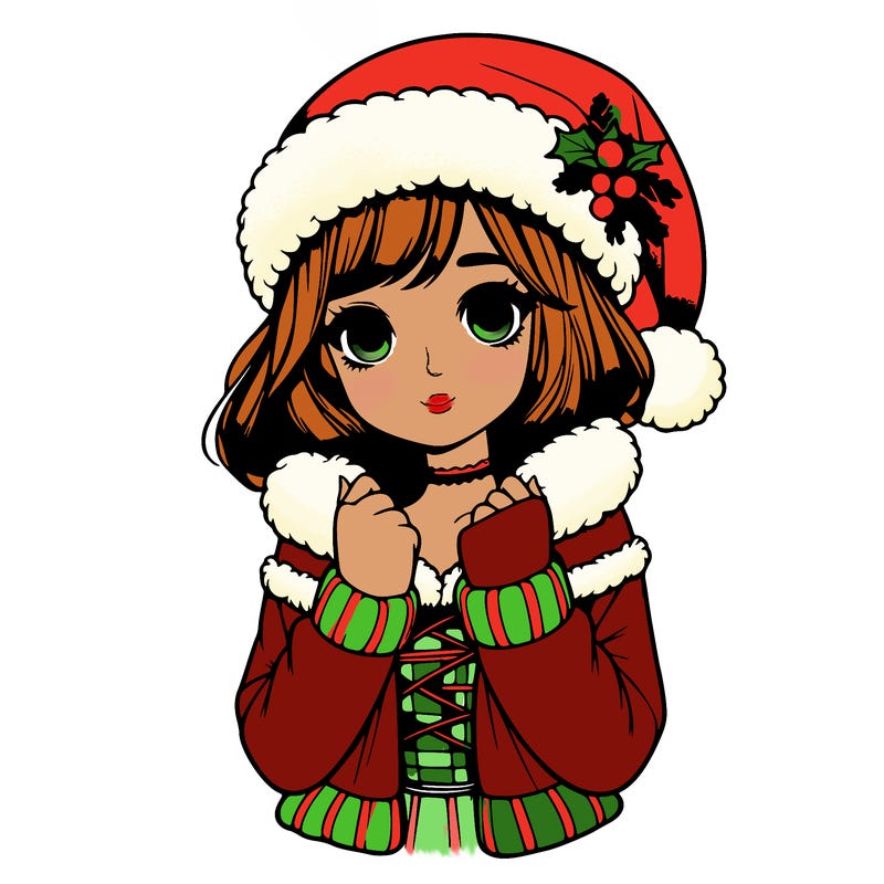 realistic girl with christmas outfit