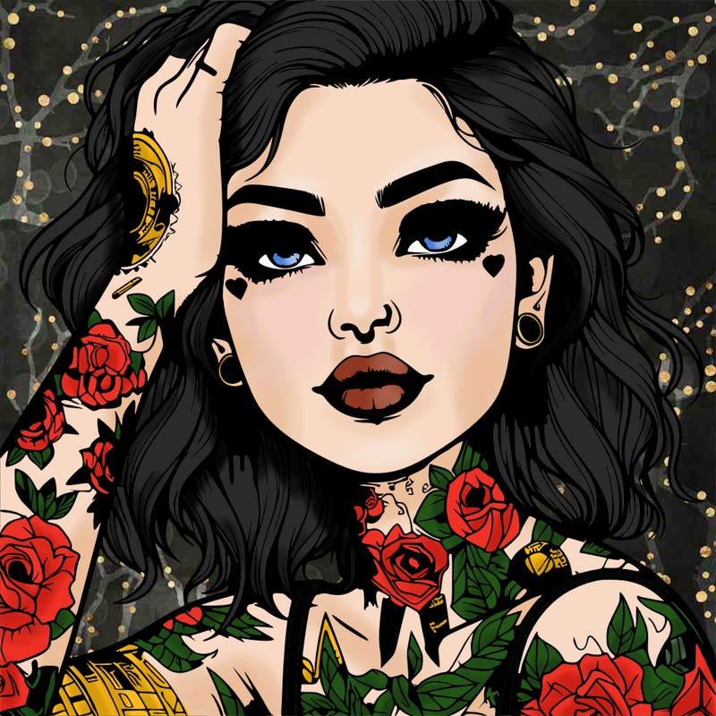 realistic girl with tattoos all over