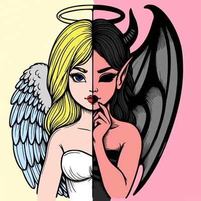 realistic angel half demon