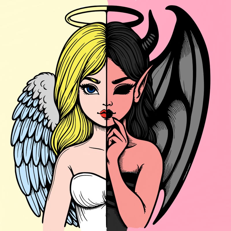 realistic angel half demon