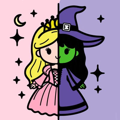 split princess and witch