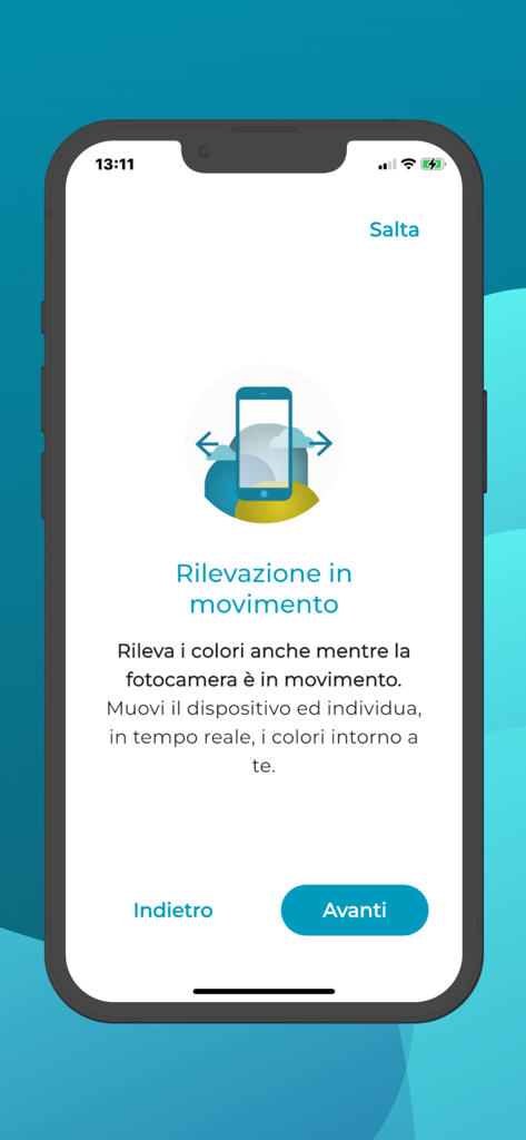 Onboarding screen for real-time color detection on the Daltonic Color Finder app.