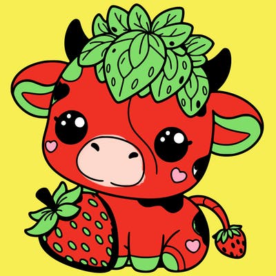 cute strawberry cow