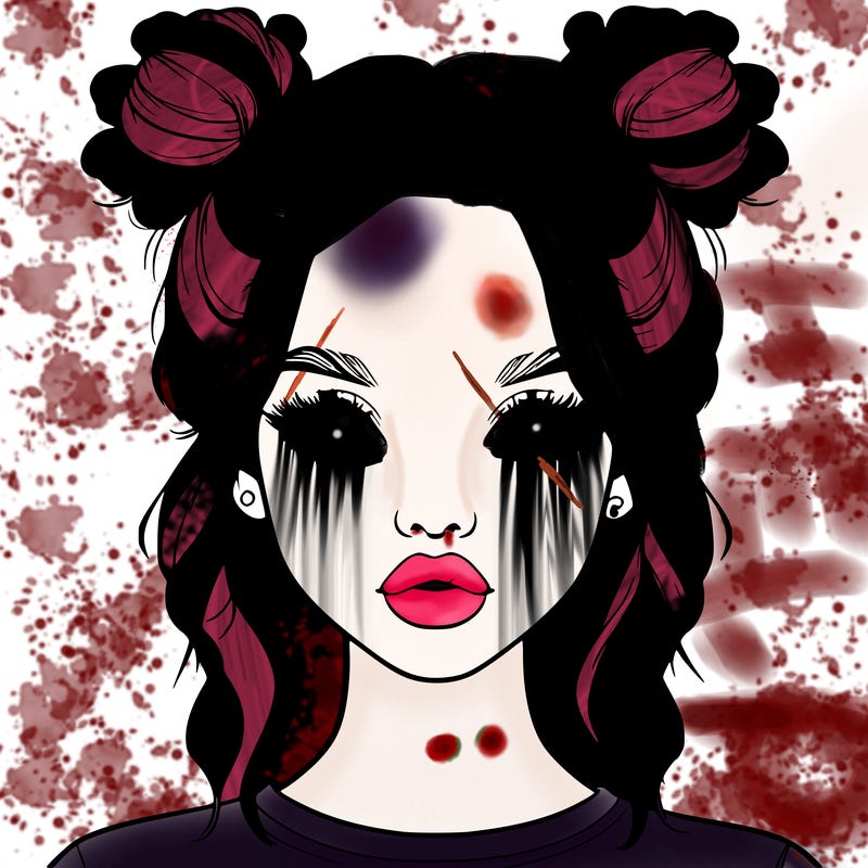 realistic girl with two buns in hair and lips