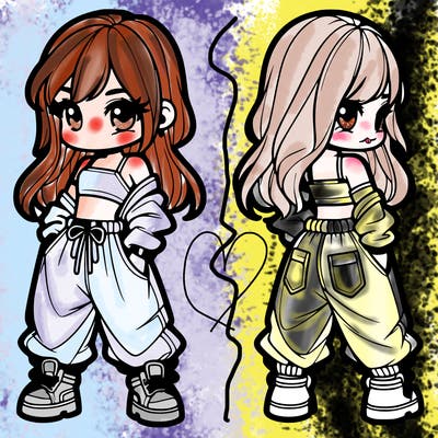 girl in crop top and baggy pants