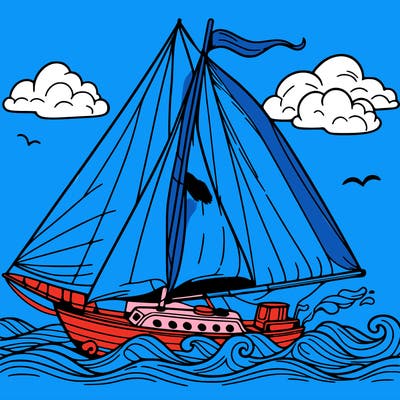 sailingboat in lineart