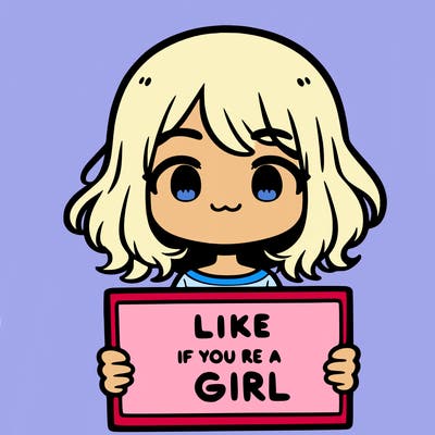 a cute girl holding a sign that says like if you’re a girl