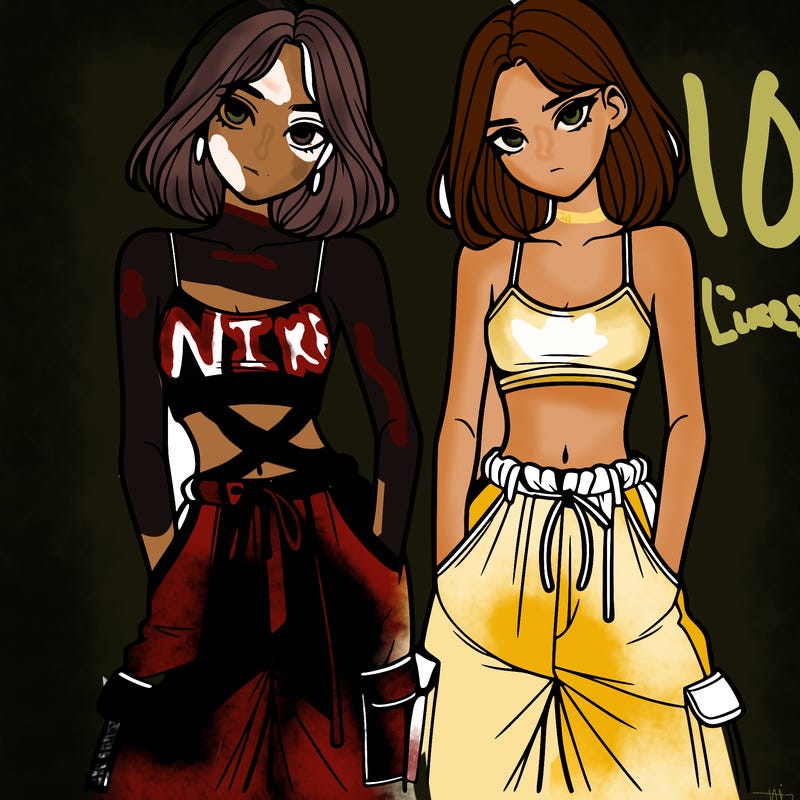 two girls with crop top with baggy pants