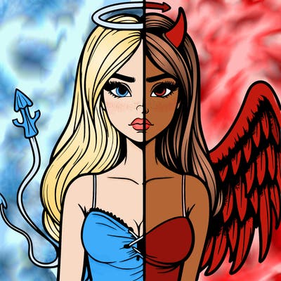devil vs angel realistic girl