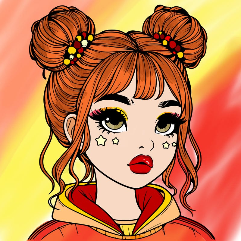 realistic girl with space buns