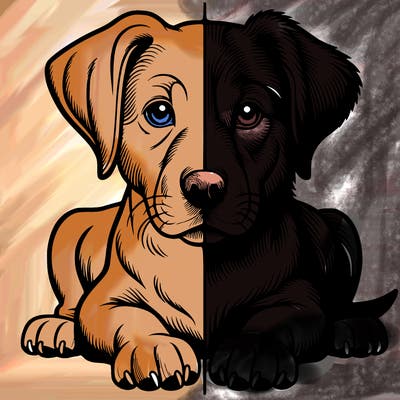 realistic dog split picture