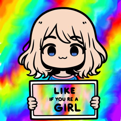 a cute girl holding a sign that says like if you’re a girl