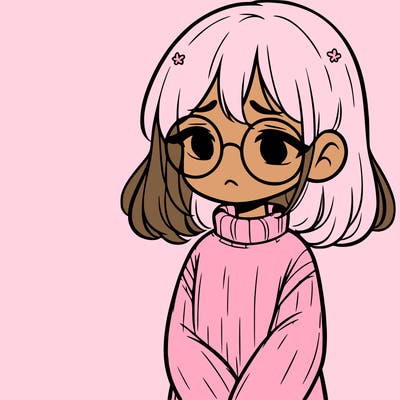 sad girl with glasses in a sweater