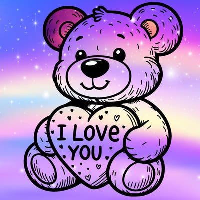 teddy bear holding an i love you heart