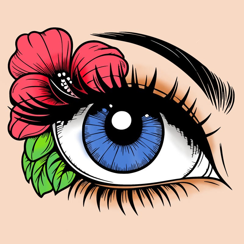 realistic eye with flower