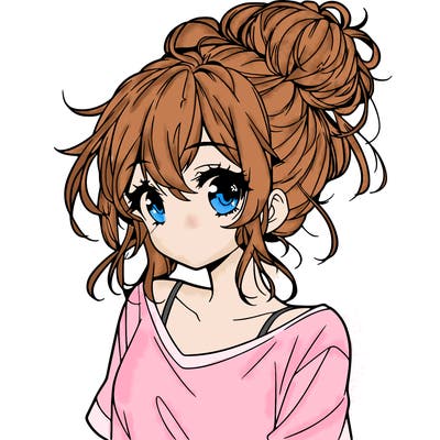 a beautiful anime girl with a messy bun