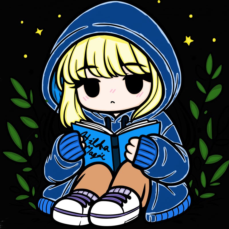 girl in oversized hoodie reading a book