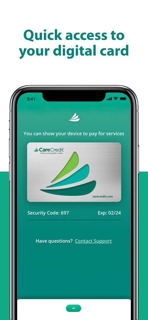 CareCredit Mobile - 迅速な医療費支払いのためのCareCredit Mobileアプリの安全なデジタルカードインターフェース
