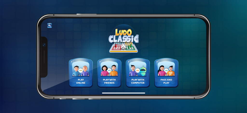 Ludo Super Kings - Ludo Super Kings mobile game menu showing play online friends and computer modes