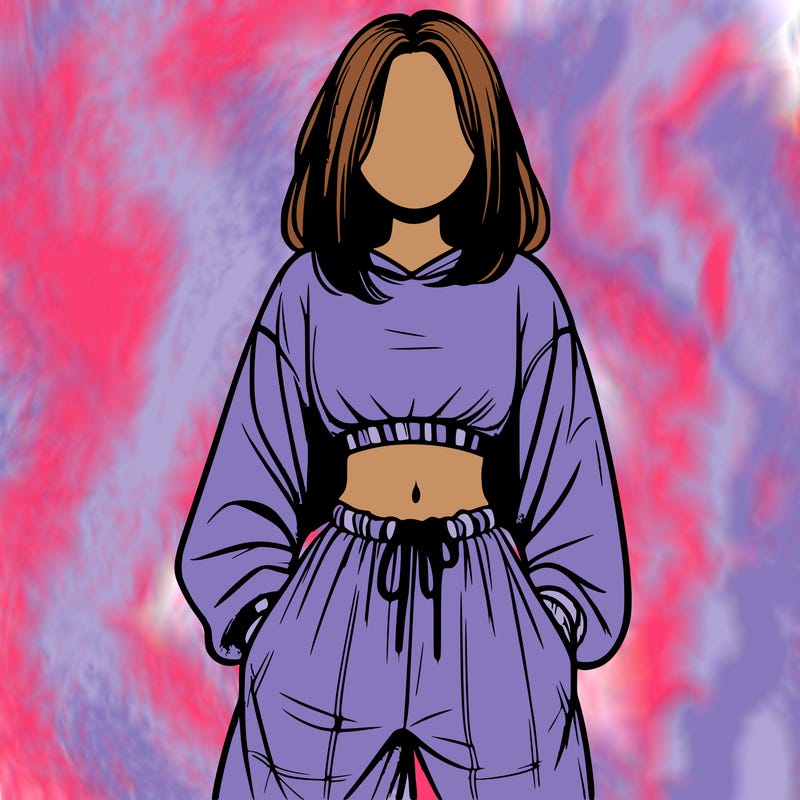 realistic girl faceless with baggy pants and a crop top