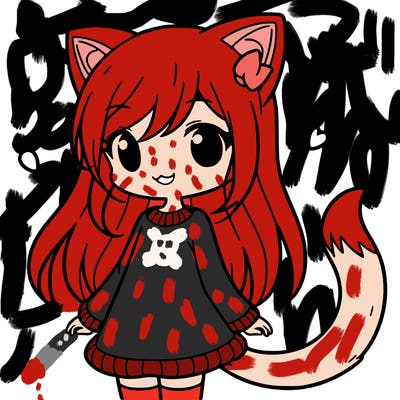 girl with cat ears and tail