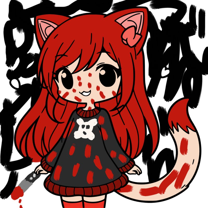 girl with cat ears and tail