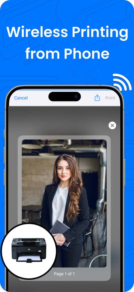 Smart Printer・Print & Scan - Interfaz de iPhone que muestra la función de impresión inalámbrica desde el teléfono