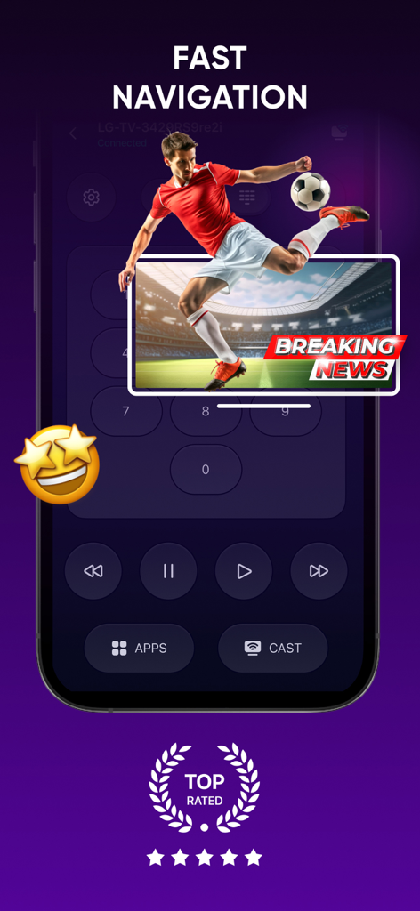 Smart TV Remote Control Plus - Smart TV Remote Control Plus app interface showing navigation and playback controls.