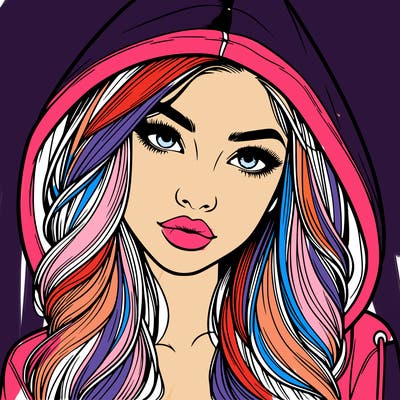 realistic beautiful girl with a hood on
