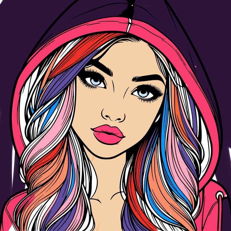 realistic beautiful girl with a hood on