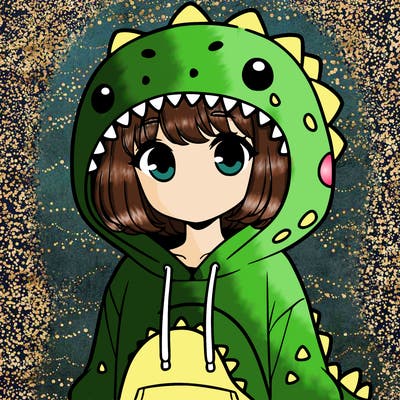 girl with dinosaur hoodie