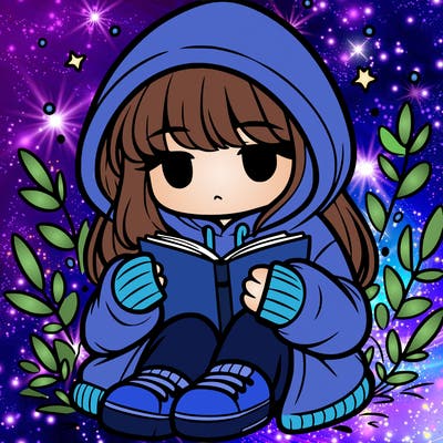 girl in oversized hoodie reading a book