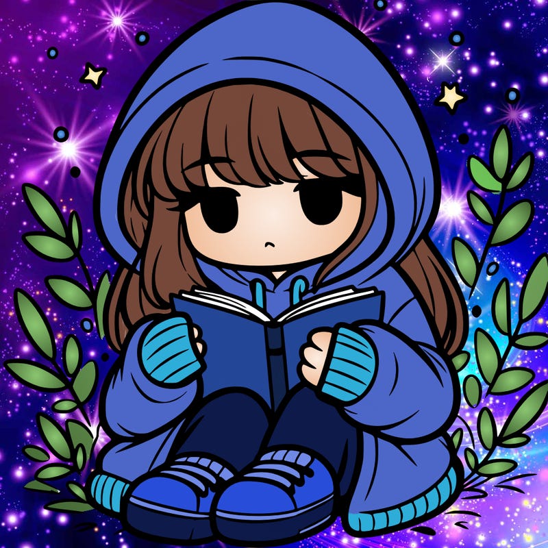 girl in oversized hoodie reading a book