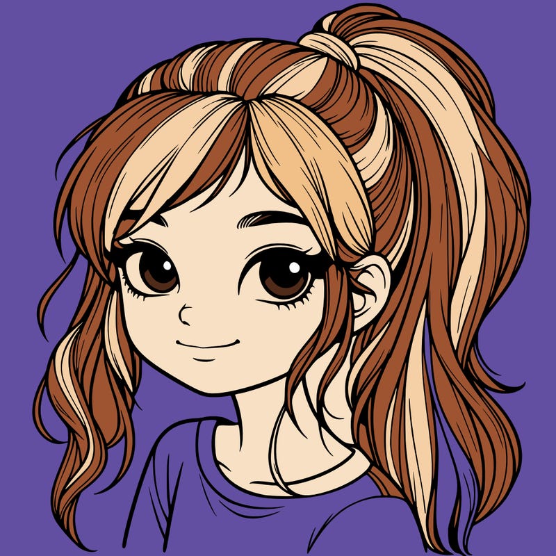 realistic girl with ponytail