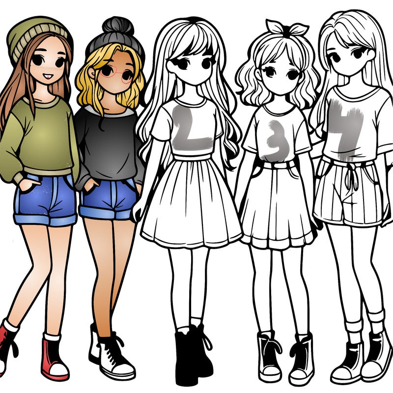 a group of five girls