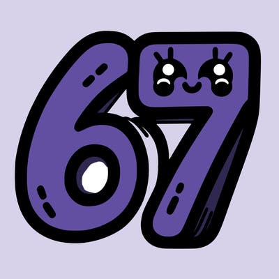 the numbers 67