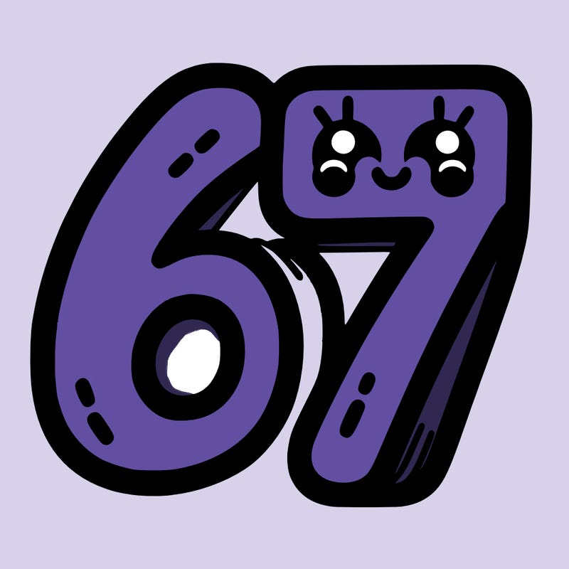 the numbers 67