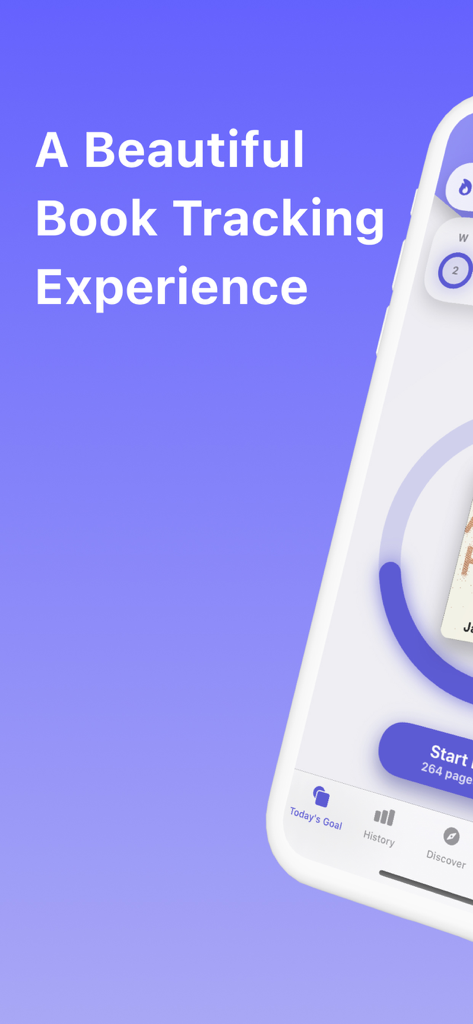 Read - Book Tracker - iPhone displaying the Read Book Tracker app interface with a daily goal progress tracker and minimalist design