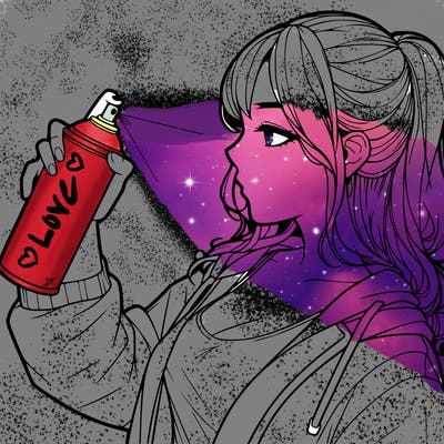 a realistic girl spray, painting