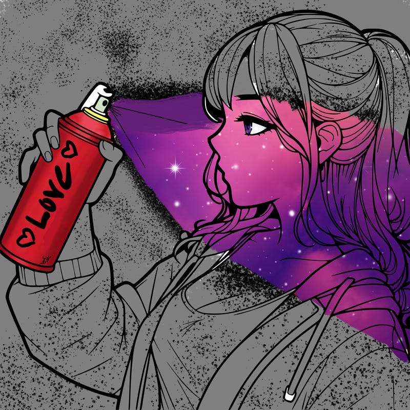 a realistic girl spray, painting