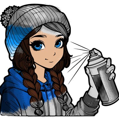 realistic girl spray painting