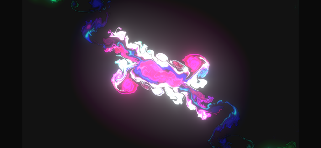 Colorful abstract fluid art visualizer with glowing pink and blue lights