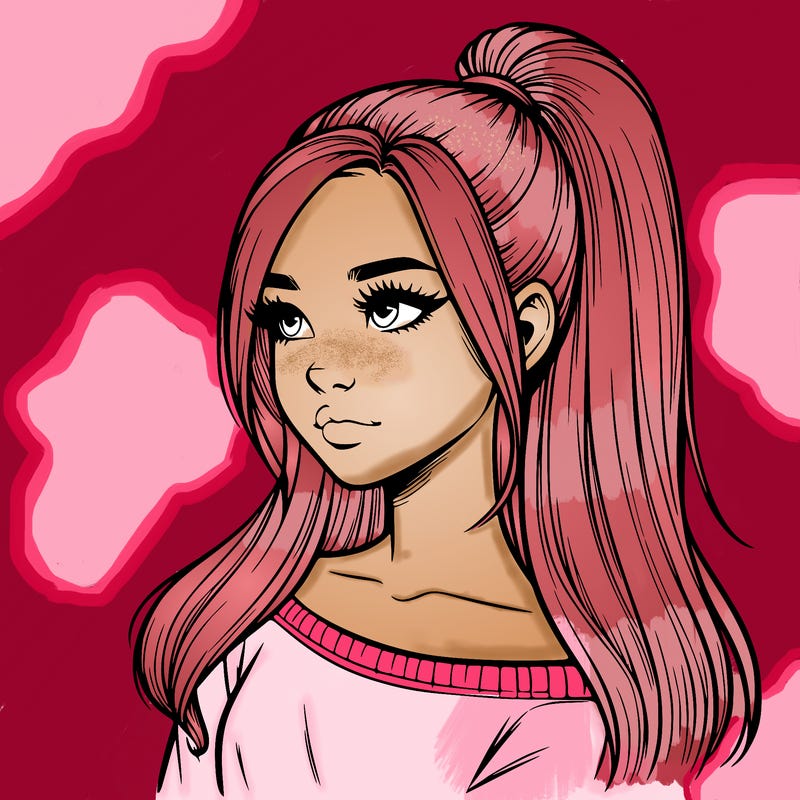 realistic girl with a high ponytail