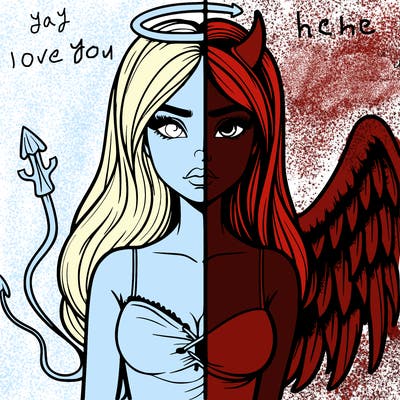 devil vs angel realistic girl
